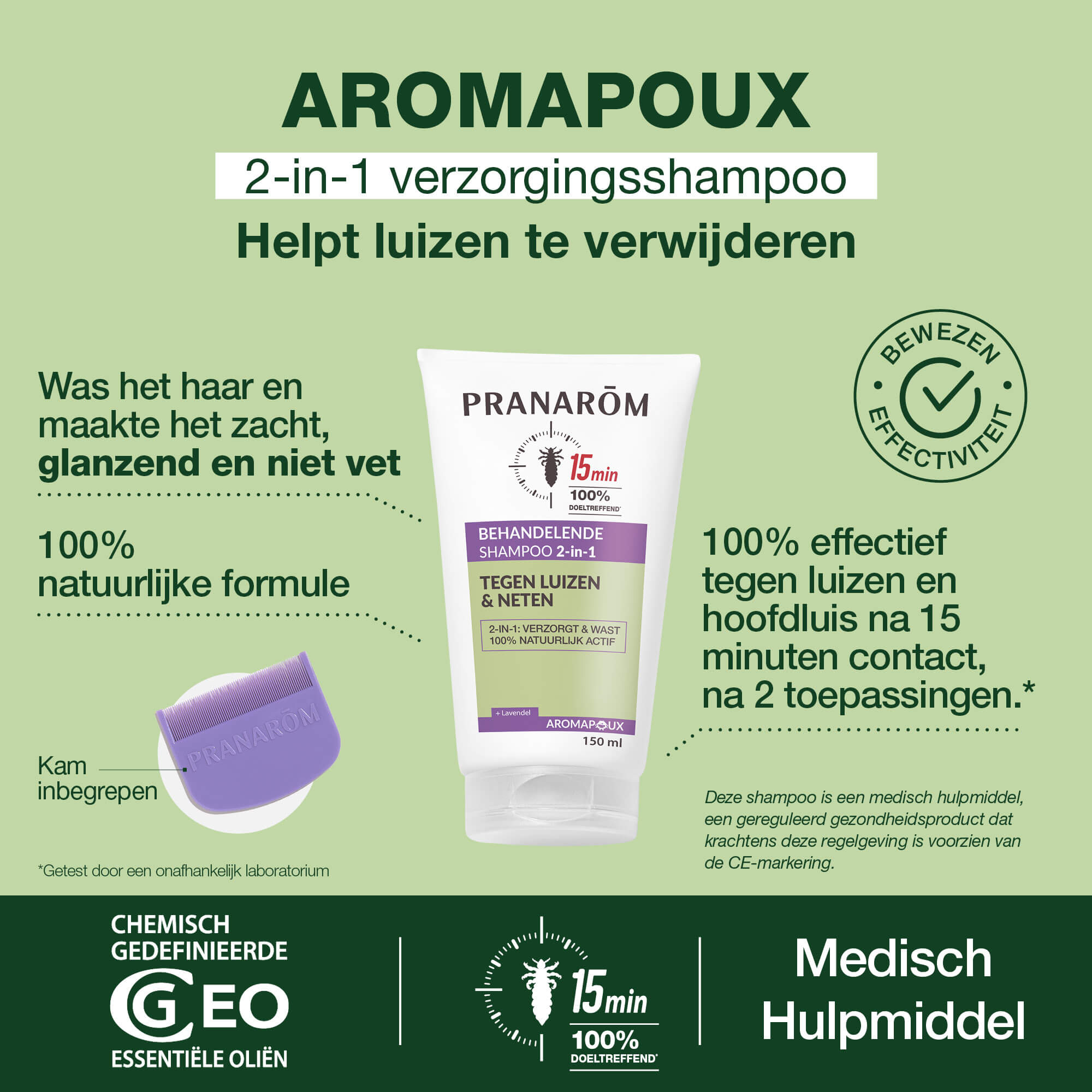 2-in-1 behandelingsshampoo voor luizen en neten - Medisch hulpmiddel